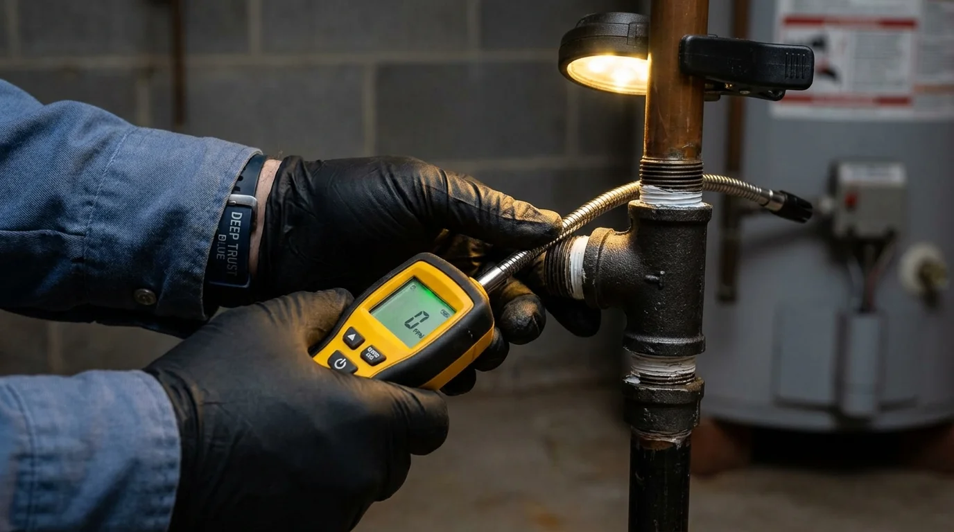 Gas leak detection with electronic sniffer by Johns Plumbing LLC in Piggott